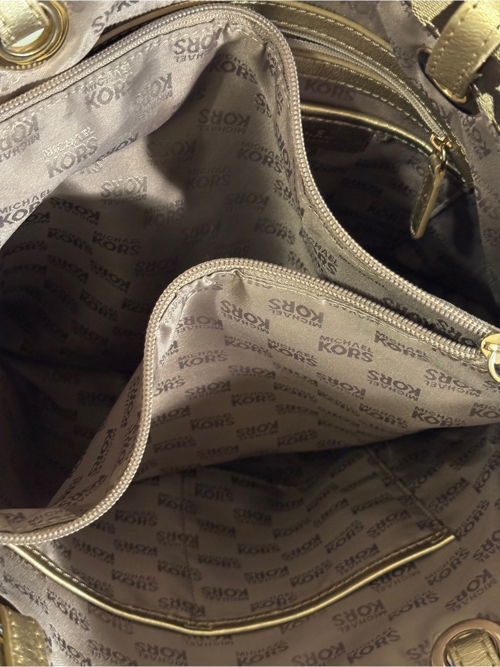 A Michael Kors Brown MK Logo Tote with Gold Hardware - Picture 8 of 11